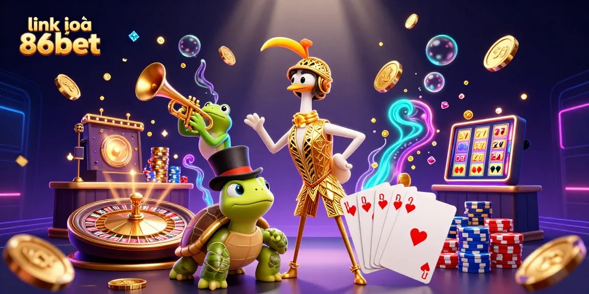 Place bets and explore gaming excitement with link vào 86bet in a vibrant 3D casino scene.