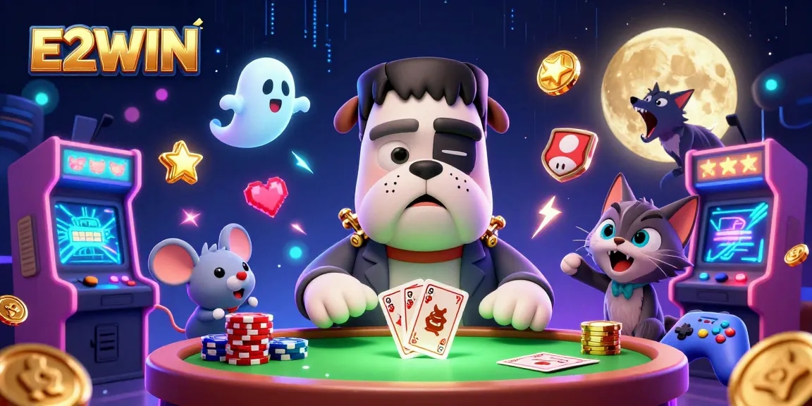 E2WIN offers an engaging gambling experience with a vibrant, colorful casino atmosphere.