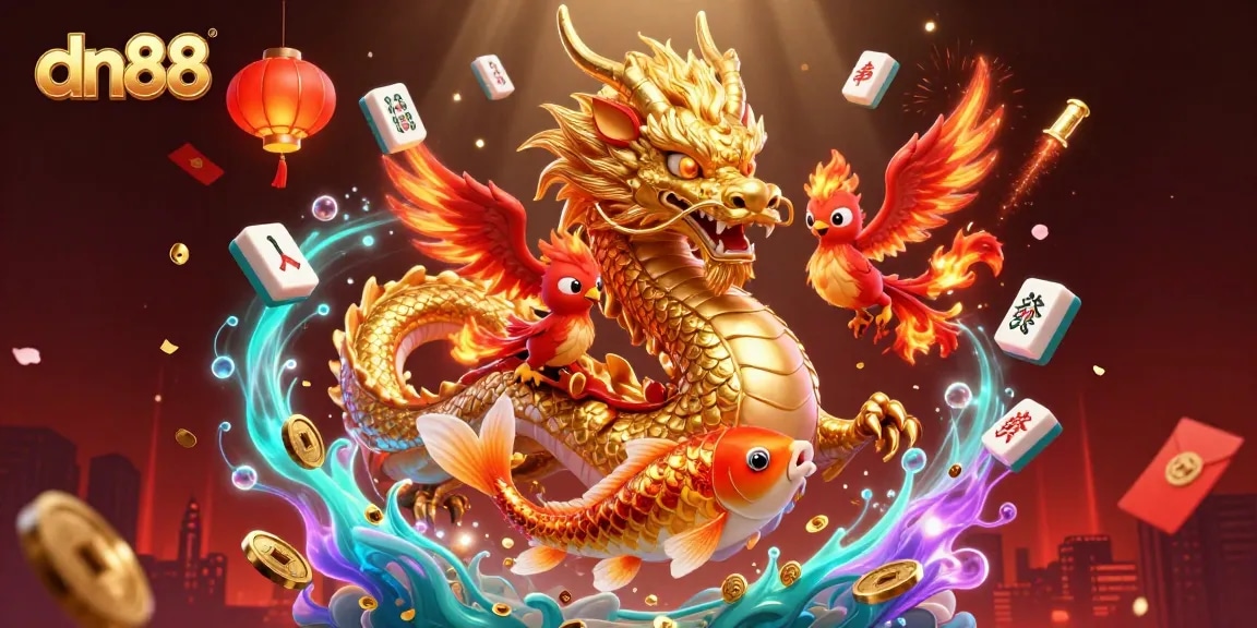 Experience the excitement at dn88 with vibrant characters amidst a wealth of casino elements.