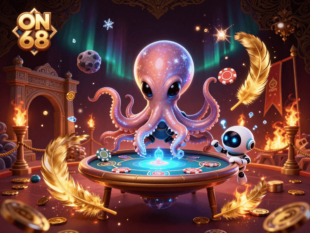 Experience the excitement of ON 68 with alien poker gameplay and vivid cosmic elements.