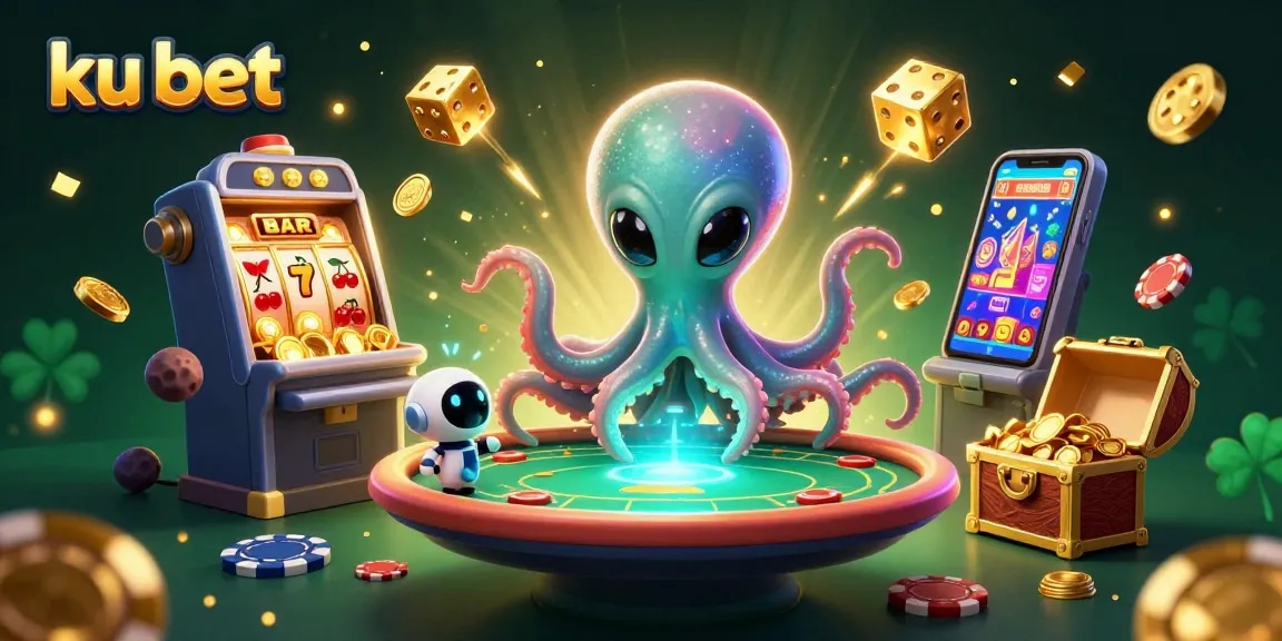 Experience the thrill of ku bet with an alien octopus at a vibrant casino scene