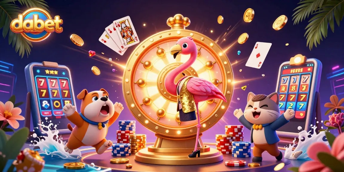 Dabet showcases an exciting game show scene with colorful casino elements, captivating players with vibrant energy.