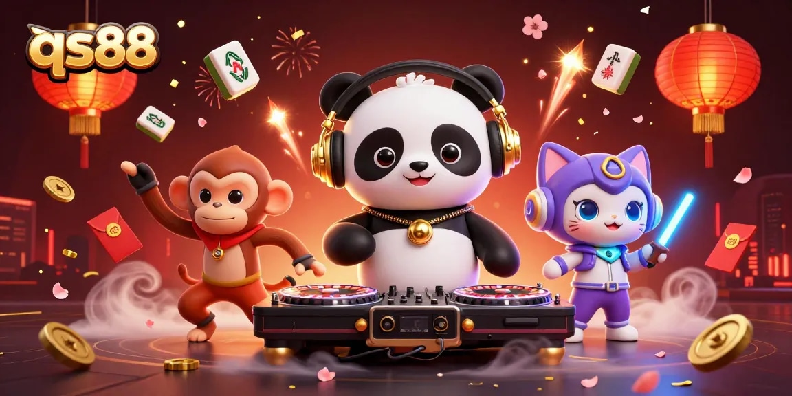 Experience the electrifying atmosphere at qs88 with a DJ panda, breakdancing monkey, and rave kitten