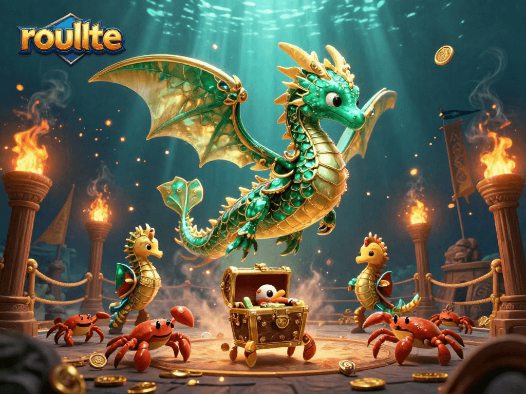 Place your bets at the roulette wheel while encountering vibrant sea creatures in a magical underwater casino.