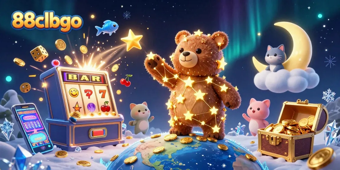 Join the excitement at 88clbgo with a vibrant 3D casino illustration showcasing jackpots, spins, and thrills.