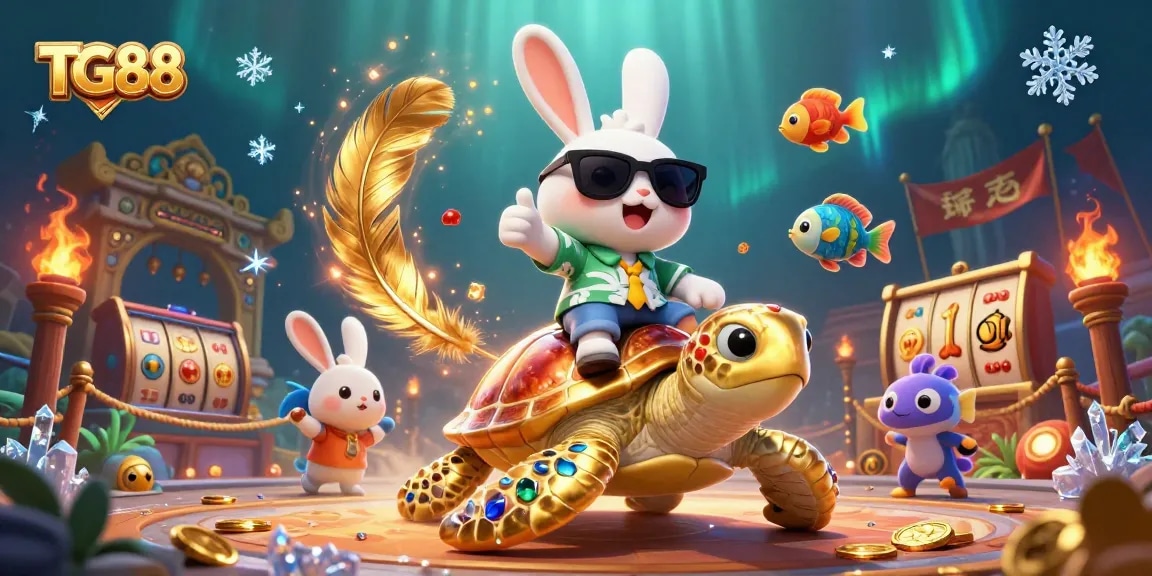 Experience the exciting gameplay of TG88 with vibrant casino elements and a lucky rabbit.