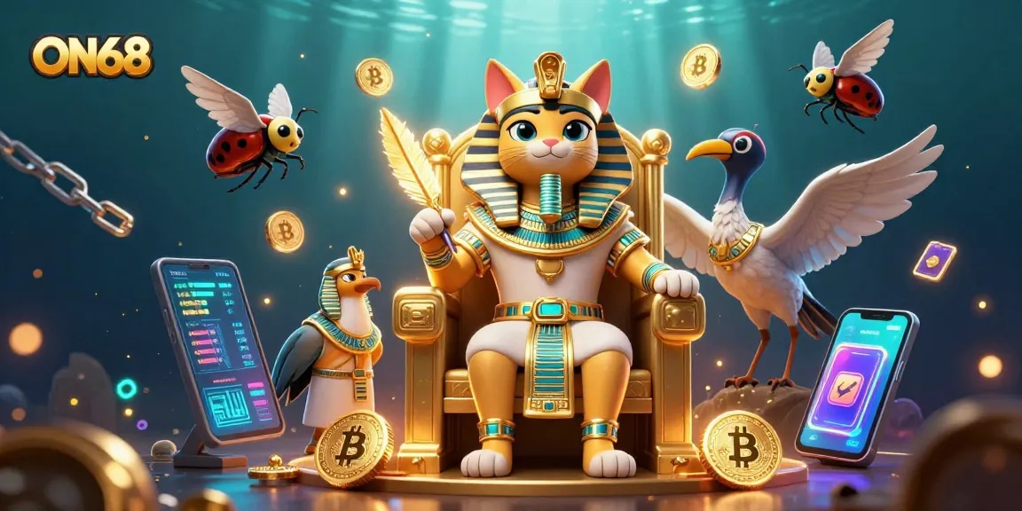 Win big with ON68's vibrant casino adventure featuring an Egyptian pharaoh theme.