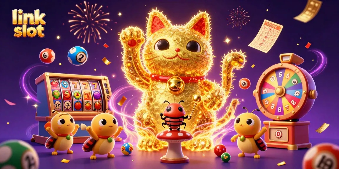 Menangkan slot dengan link slot menggunakan karakter kucing beruntung bersinar dan barang taruhan kasino lainnya.
