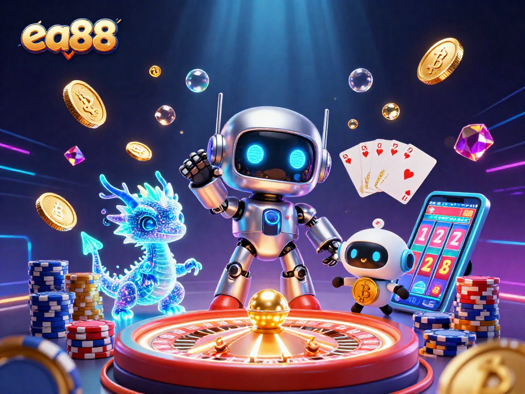 Experience the thrill of winning at ea88 with a vibrant 3D casino scene featuring exciting game elements.