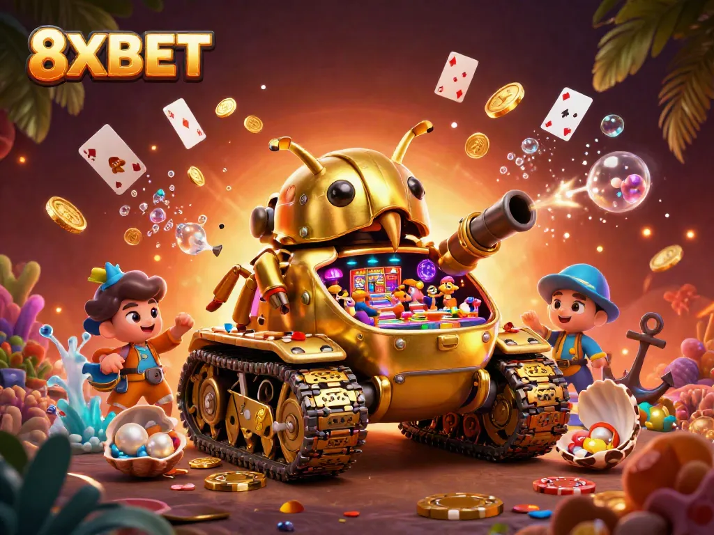 Experience the thrilling 8XBET casino adventure in a vibrant, dynamic 3D environment.