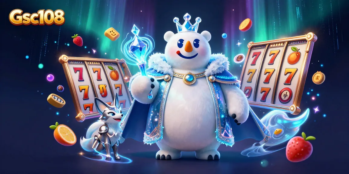 Win big at Gsc108 with an exciting slots adventure featuring vibrant characters and casino elements.