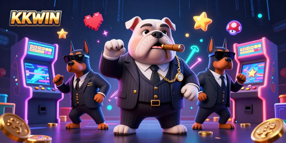 Experience thrilling gameplay at KKWIN with a cartoon mafia boss and dynamic casino elements.