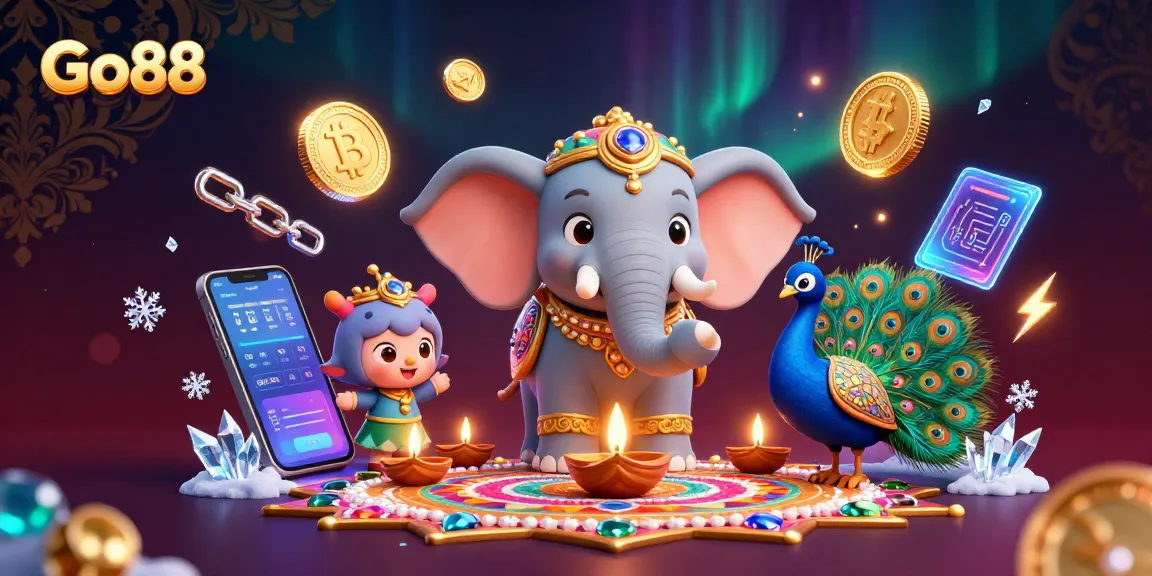 Engage in thrilling games at Go88 with vibrant visuals showcasing casino fun and crypto elements.