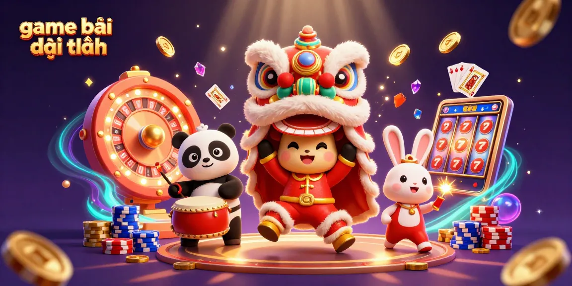 Experience the excitement of game bài đổi thưởng with dynamic characters and vibrant casino elements.