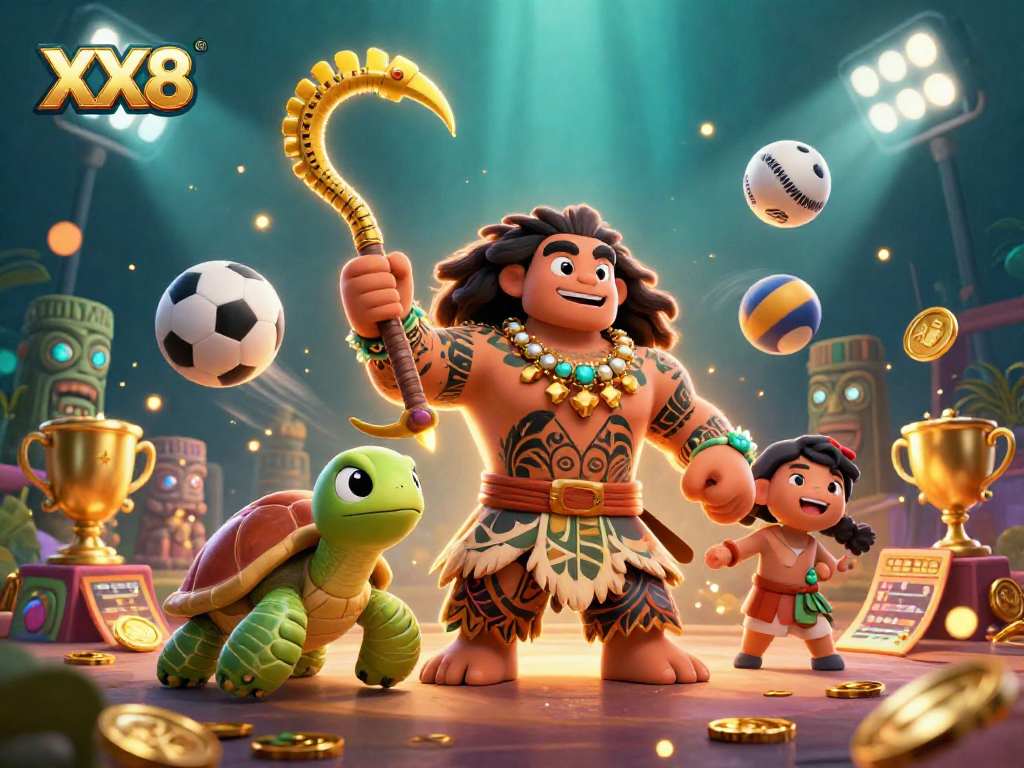 Experience thrilling gameplay at XX8 with dynamic sports betting elements and engaging characters in a vibrant scene.