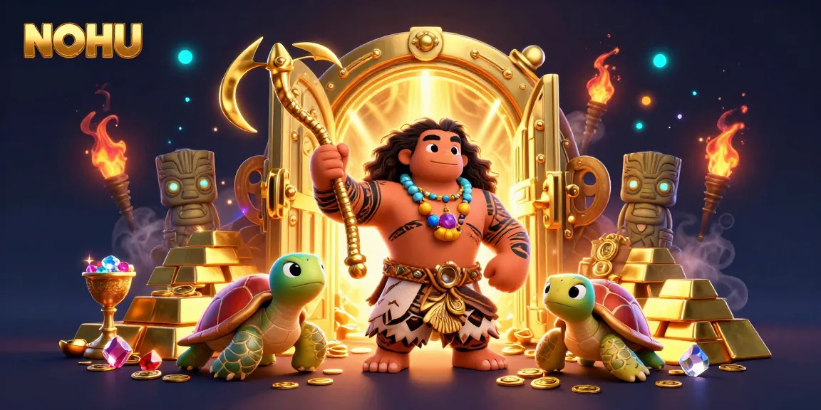 Experience the thrilling world of NOHU with vivid characters and gleaming treasure in this engaging casino scene.