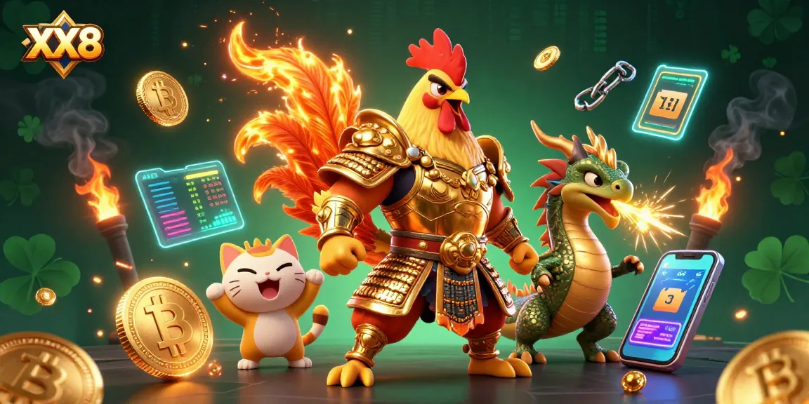 Win big with XX8 at the online casino featuring dynamic gaming action and vibrant characters.