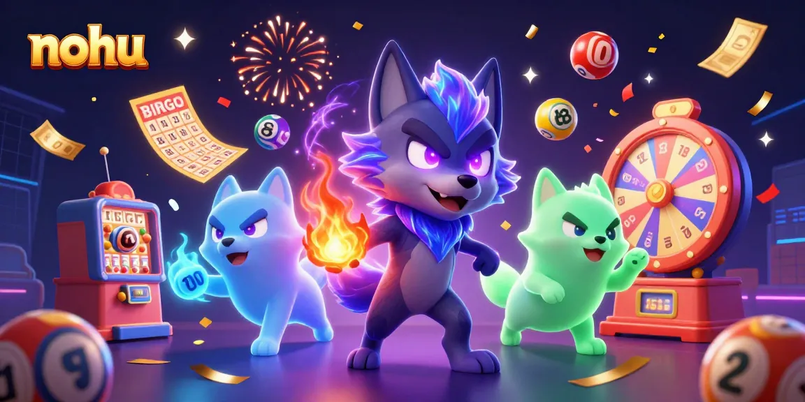 Nohu captures the excitement of lottery gaming with vibrant balls and dynamic elements.