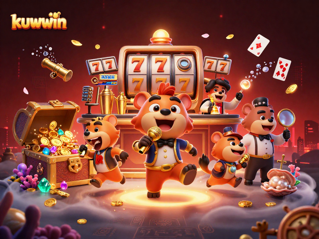 kuwwin's animated hyenas showcase a lively casino scene, mixing drinks and entertaining