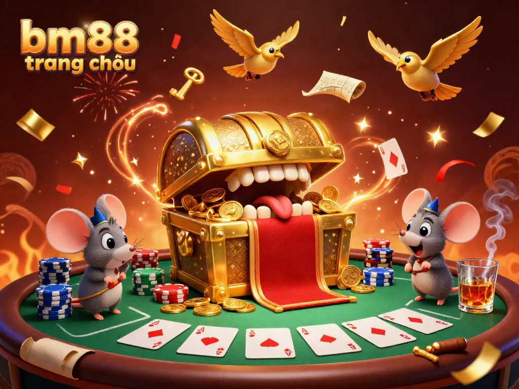 Engage with the thrill of bm88 trang chủ through vibrant casino adventures featuring treasure chests and poker elements.