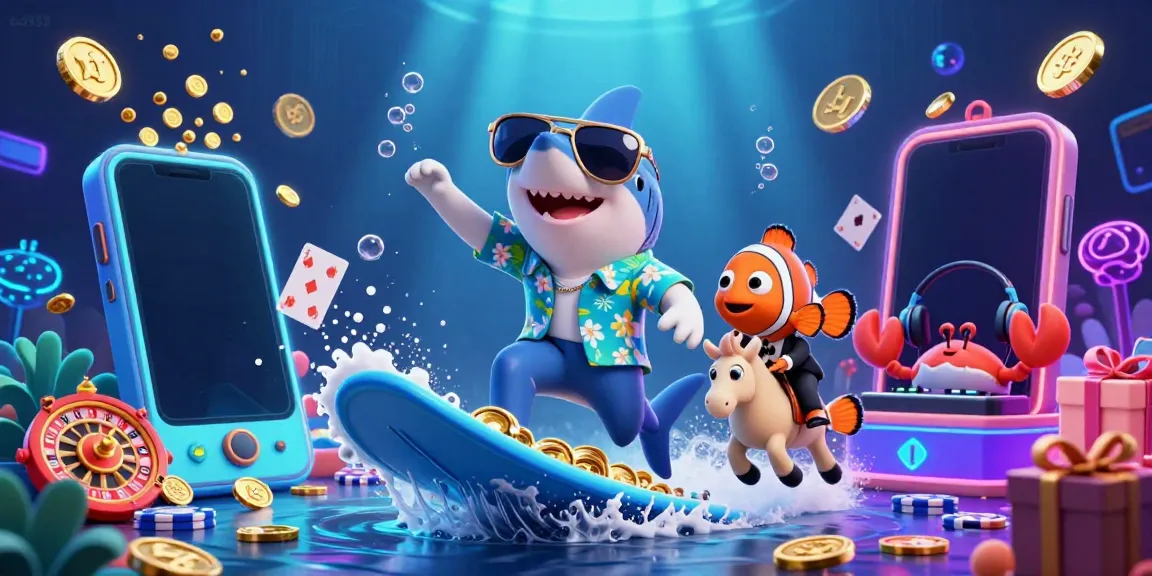 Engage in winning gameplay with bd333’s vibrant 3D scene featuring a hammer-head shark, clownfish, and crab DJ.