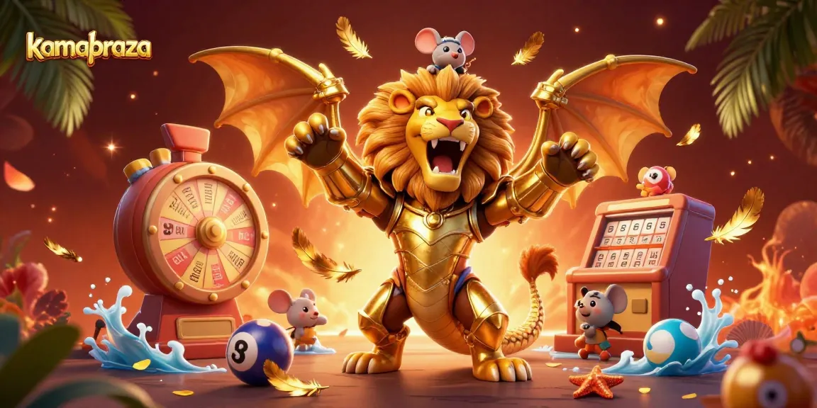 Experience winning with kamagraza in this vibrant lottery scene filled with dynamic gaming elements.
