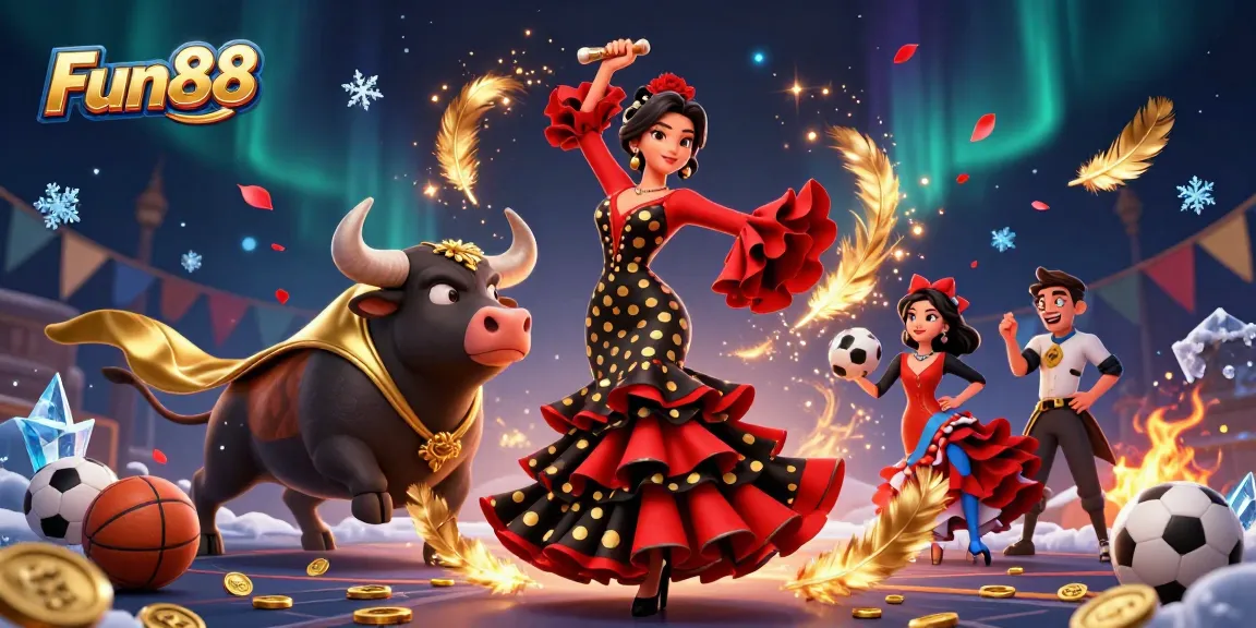 Fun88 welcomes players to thrilling sports betting, featuring a dramatic 3D scene with vibrant colors.