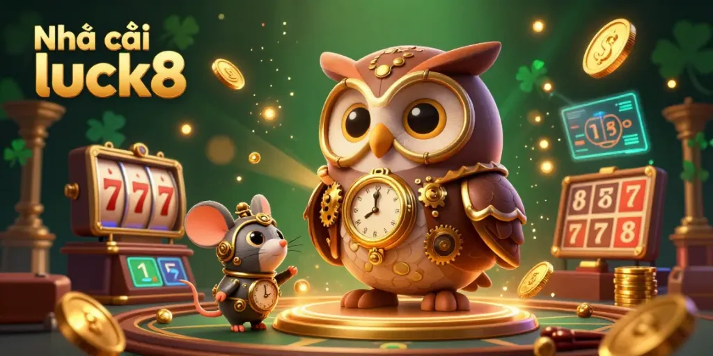 Experience thrilling gaming at Nhà cái luck8 with an engaging steampunk-inspired casino scene.