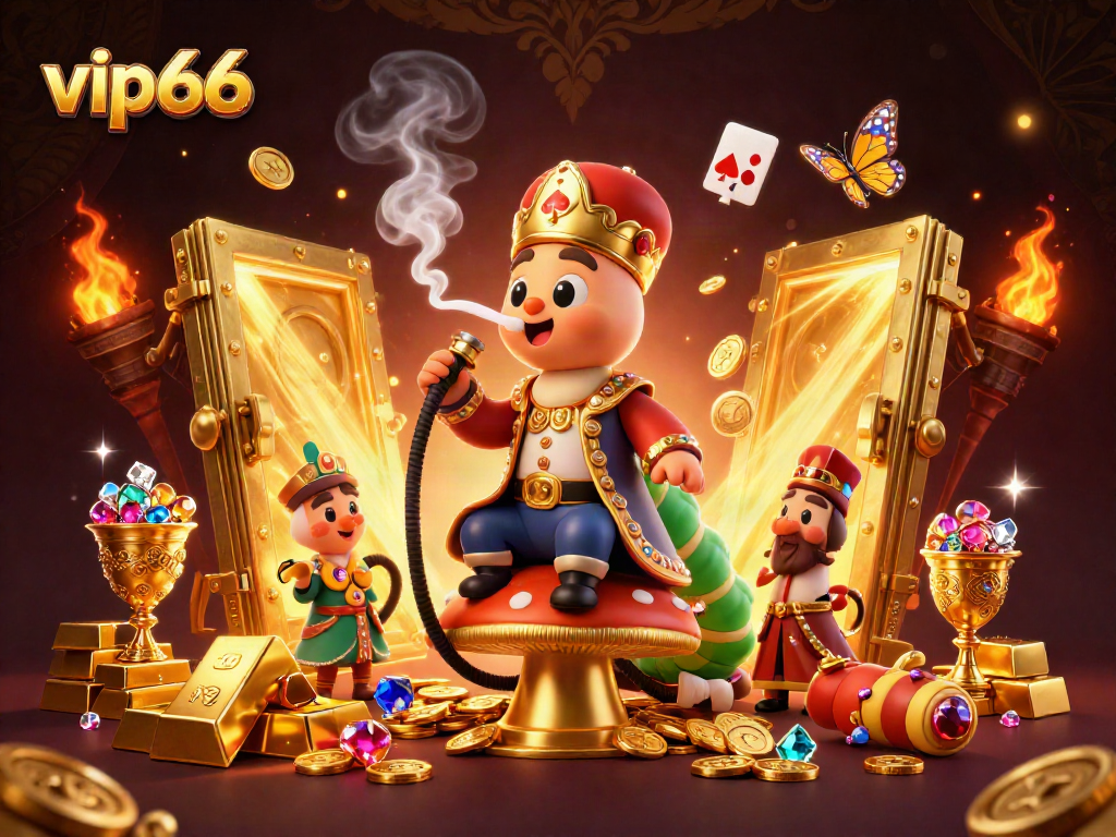 Engage in thrilling gameplay at vip66, where a hookah-master presides over a rich casino scene.