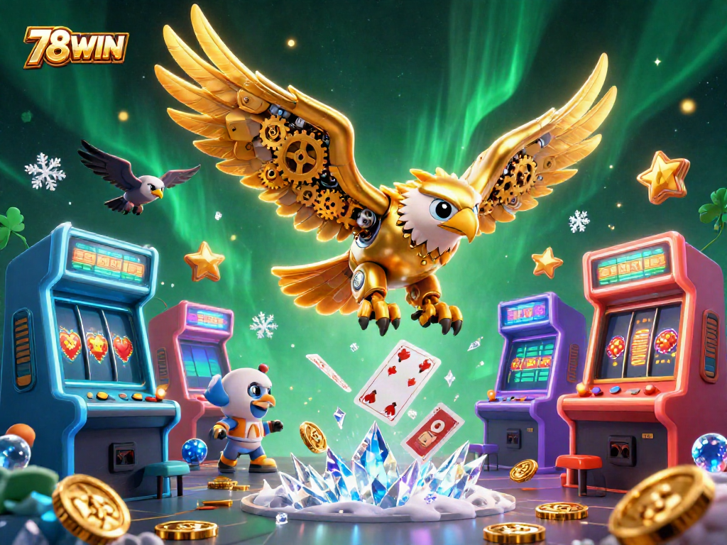 Engage with 78WIN's thrilling world of slots and jackpots through colorful 3D characters and casino elements.