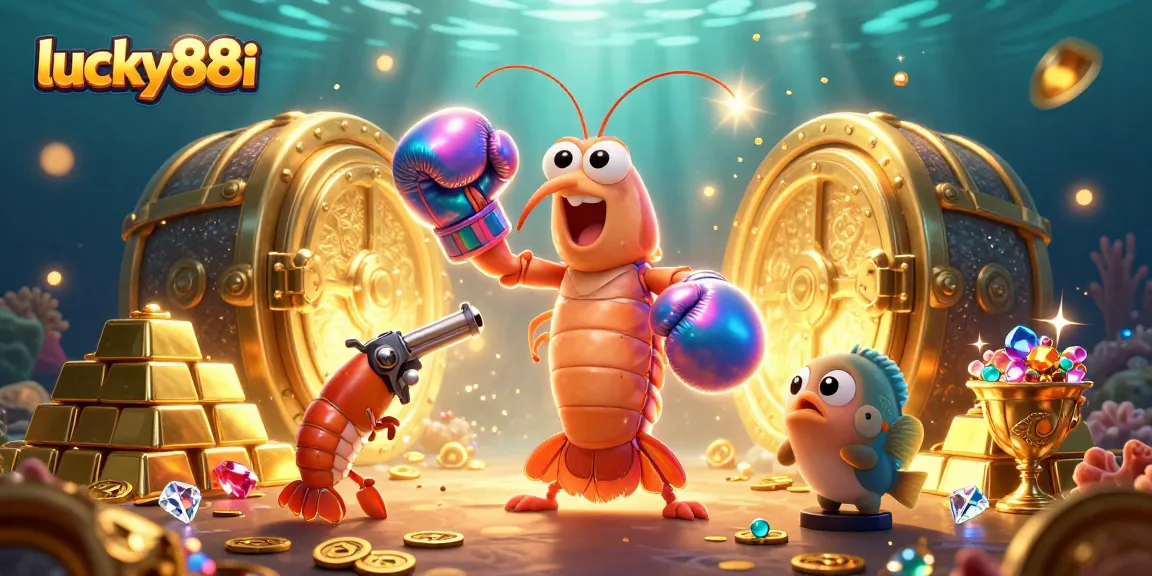 Experience exciting gaming at lucky88i as the mantis shrimp and friends celebrate casino wins in a vibrant underwater scene.