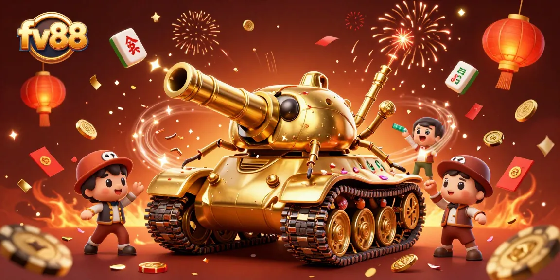 Experience excitement at fv88 with a vibrant casino-themed 3D illustration featuring dynamic gambling elements.