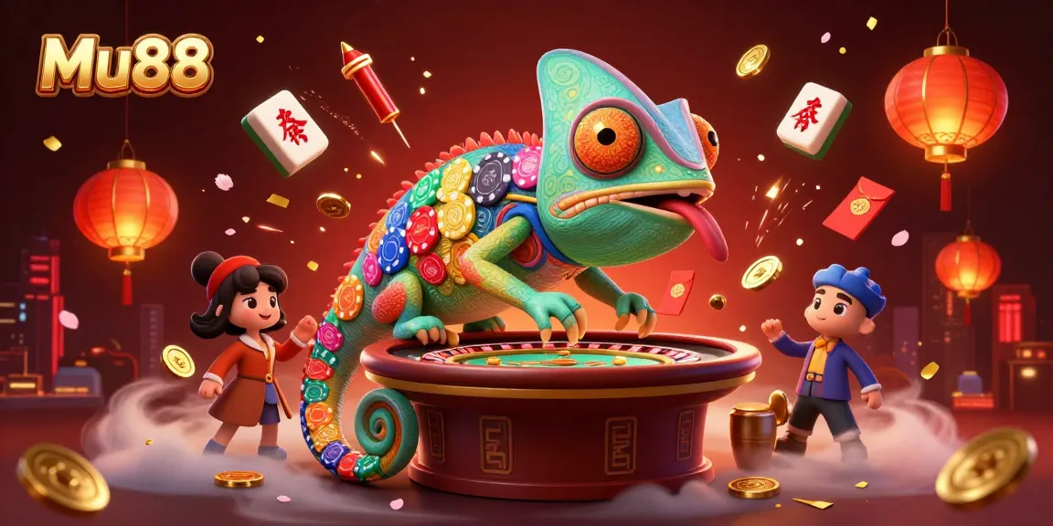 Experience thrilling gameplay at Mu88, where a colorful chameleon owner captures the casino spirit.