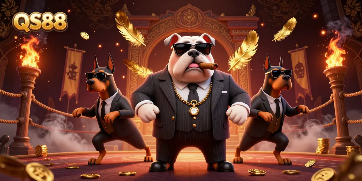 Engage in thrilling gameplay at QS88 with a dynamic scene featuring a mafia boss and his bodyguards in a richly detailed atmosphere.