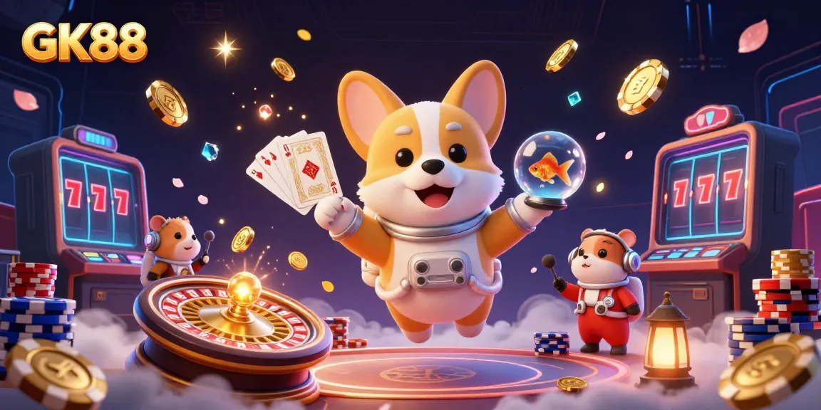 Experience the thrilling GK88 casino atmosphere with vibrant characters and exciting game elements.