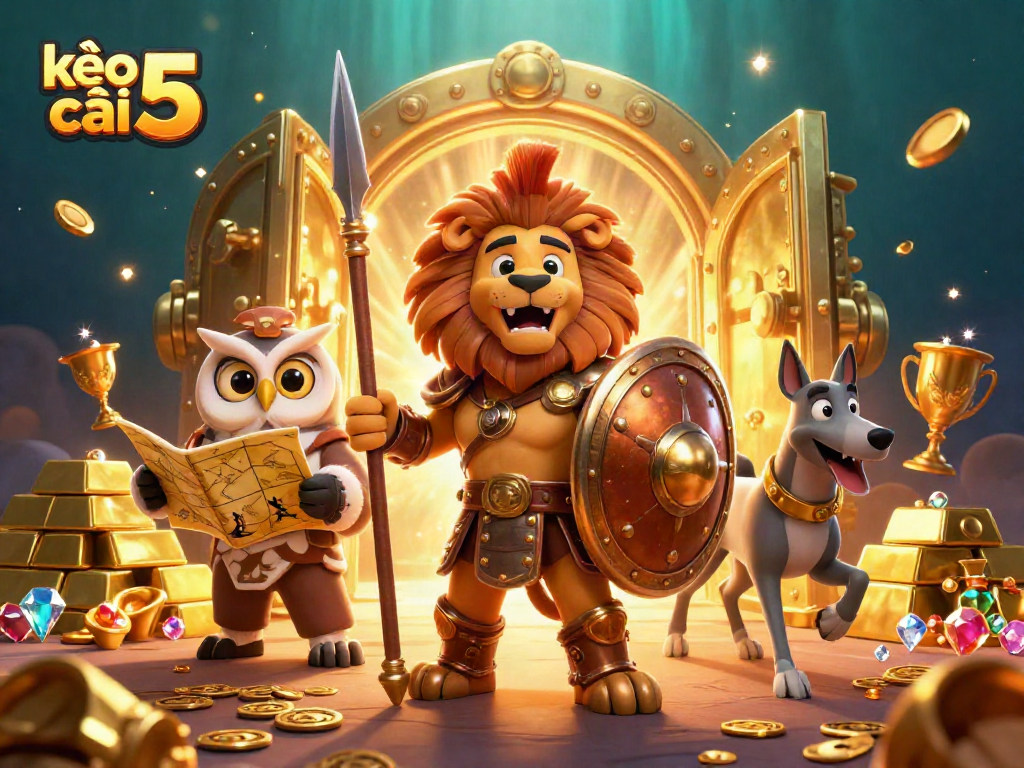 Engage in kèo nhà cái 5 with a vibrant underwater scene featuring a Spartan lion, tactical owl, and greyhound messenger.