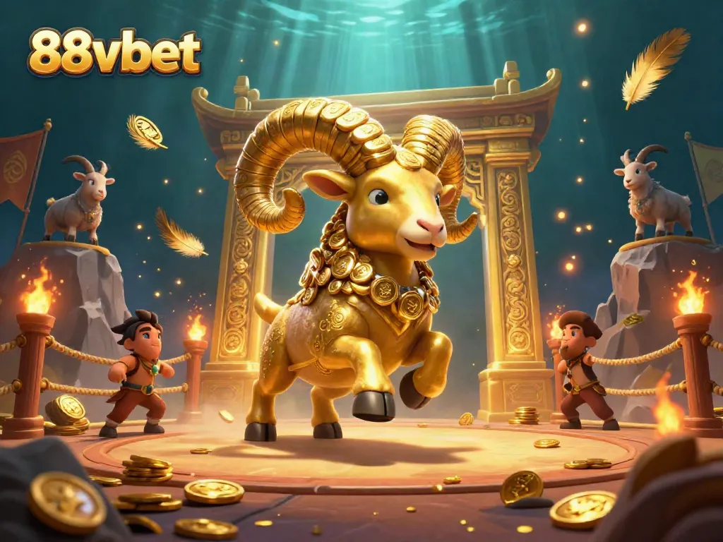 Engage with exciting games at 88vbet featuring golden ram illustration, celebrating online betting.