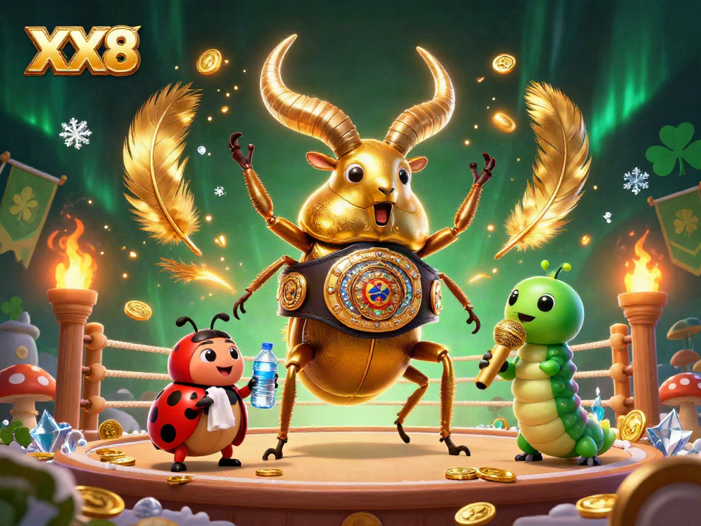 Experience excitement with XX8 through a dynamic illustration of unique characters in a vibrant casino scene.
