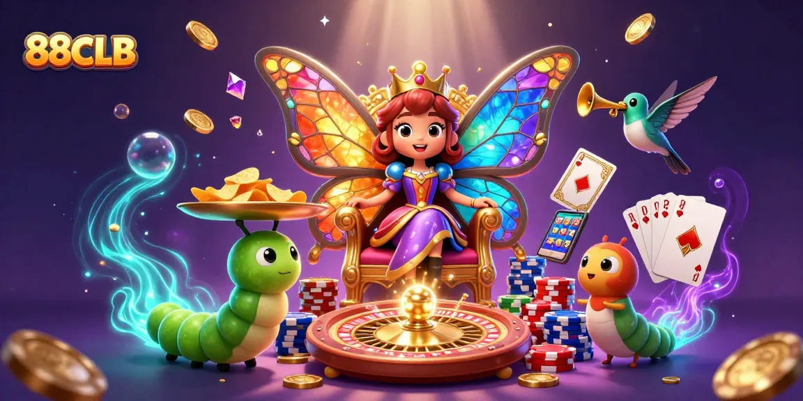 Experience the thrill of playing slots with 88CLB's enchanting casino illustration featuring vibrant elements.
