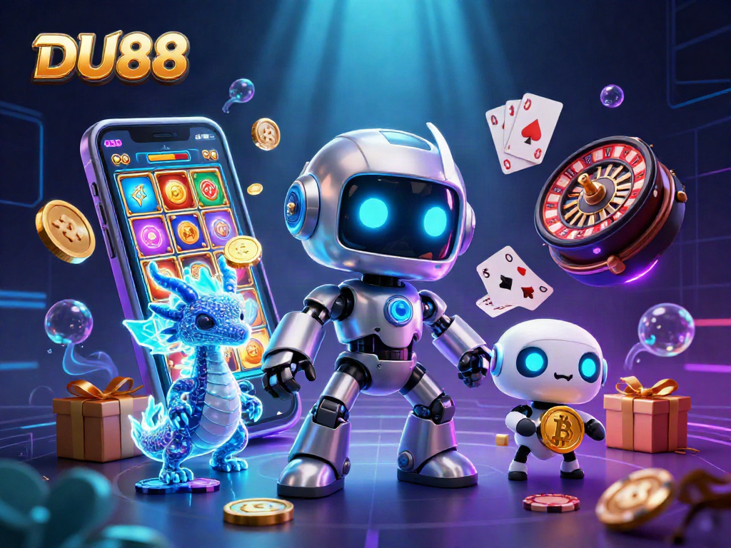 Experience thrilling gameplay with DU88 in a vibrant casino scene filled with dynamic gaming elements.