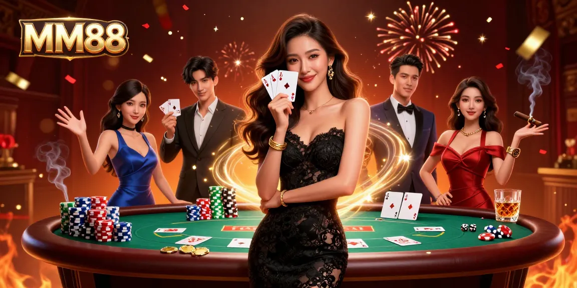 Win big at MM88 with a glamorous poker scene showcasing high-stakes excitement and luxury.