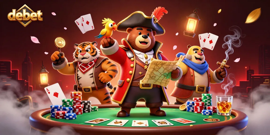 Experience thrilling gameplay with debet at a vibrant poker table filled with colorful chips and cards.