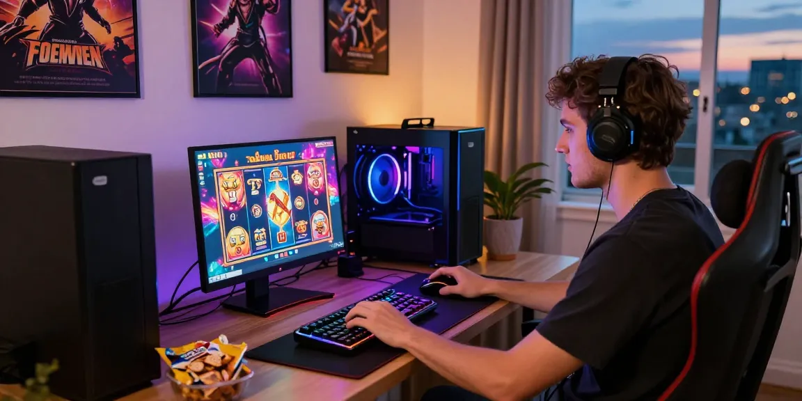 Engaging scene of a player exploring oppa86 situs on a stylish gaming setup.