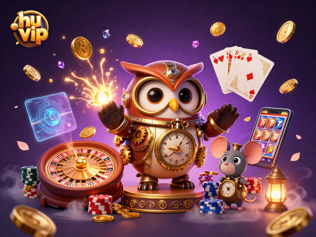 Experience the thrilling world of hu vip as coins cascade and cards fly in a vibrant casino scene.