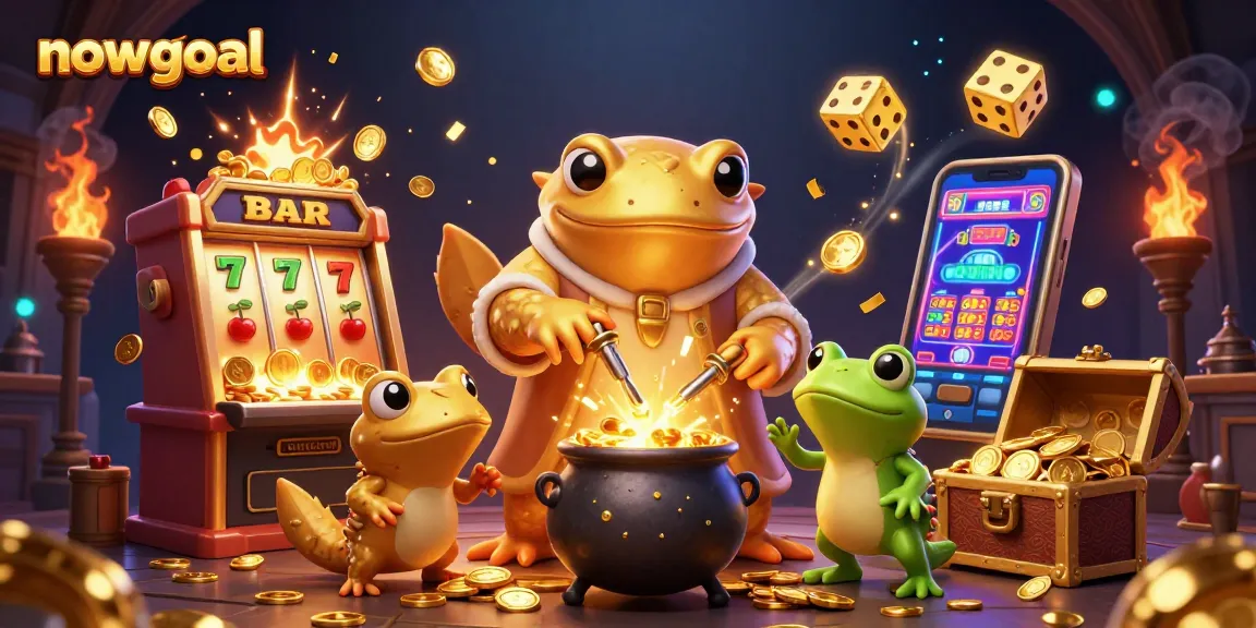 Experience the exciting nowgoal platform with vibrant golden elements and casino excitement.