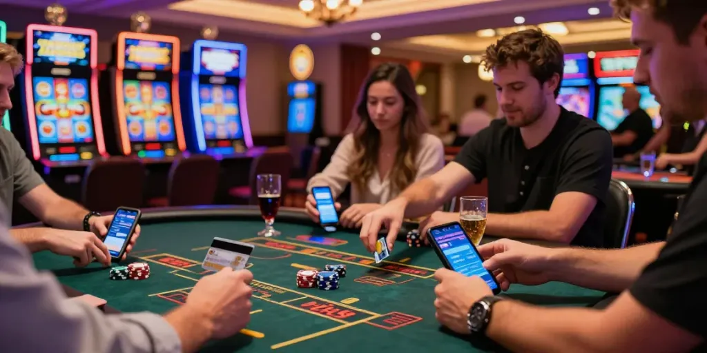 Best casinos for credit cards showcasing players enjoying gaming, vibrant casino atmosphere.