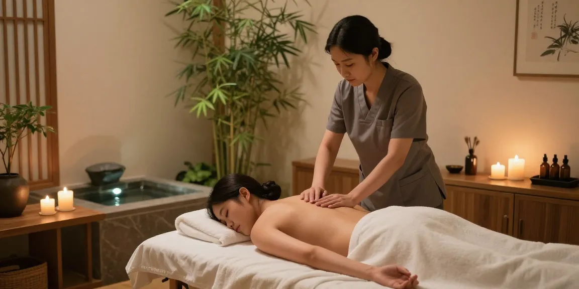 Relaxing 강동구출장마사지 session in a tranquil therapy room with soothing ambiance.