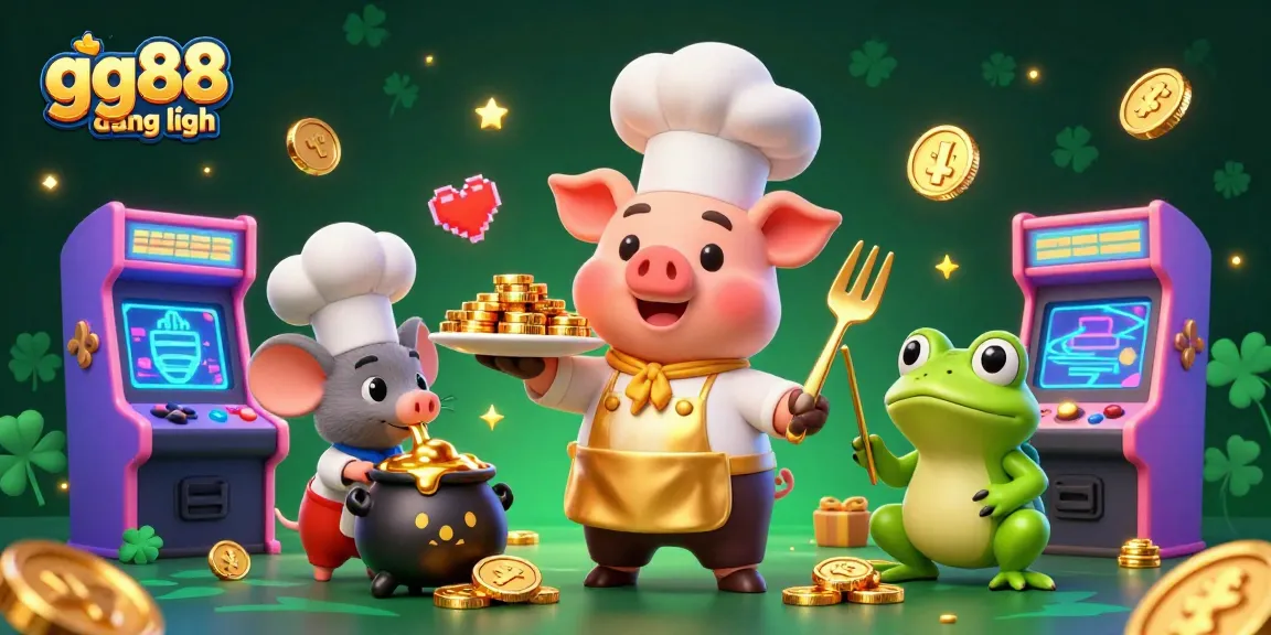 Join the fun with gg88 đăng nhập as the chef pig serves golden coins and gameplay excitement!