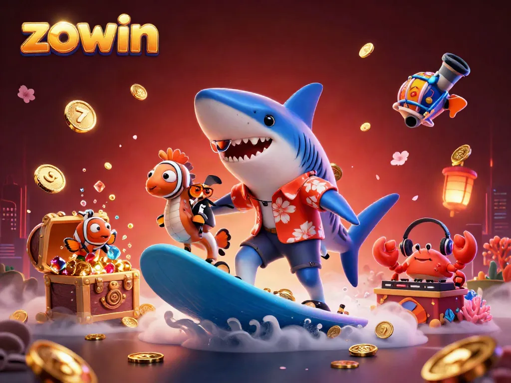Zowin brings the excitement of casino gaming to life with vibrant 3D characters animated in a treasure-filled underwater scene.