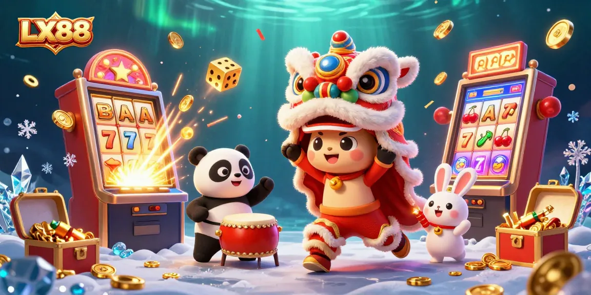 Engage in the thrilling LX88 casino experience with vibrant characters and dynamic gaming elements.